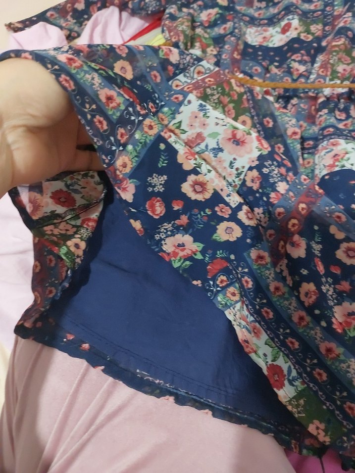 Çiçek Desenli Kemerli Uzun Kollu Kız Elbisesi - Görsel 5