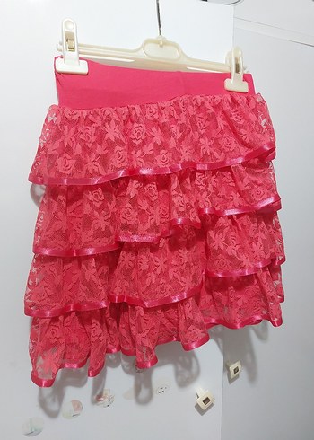 Kız Çocuk Renkli Fırfırlı Nakışlı Etek - Görsel 2