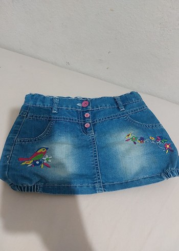 Nakışlı Kot Kız Yelek ve Etek Takımı - Görsel 8