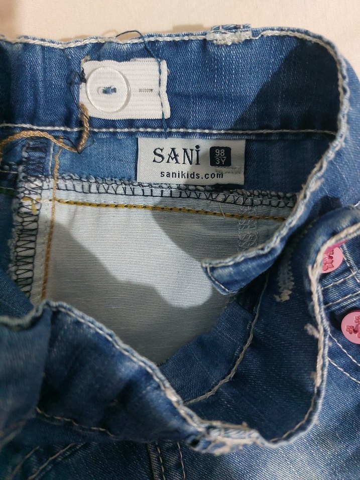 Nakışlı Kot Kız Yelek ve Etek Takımı - Görsel 3