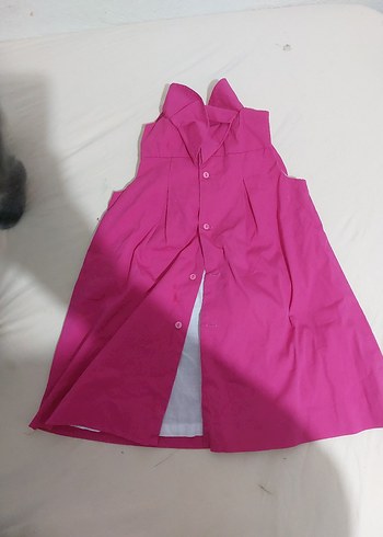 Pembe Askısız Fırfırlı Kız Elbisesi - Görsel 2