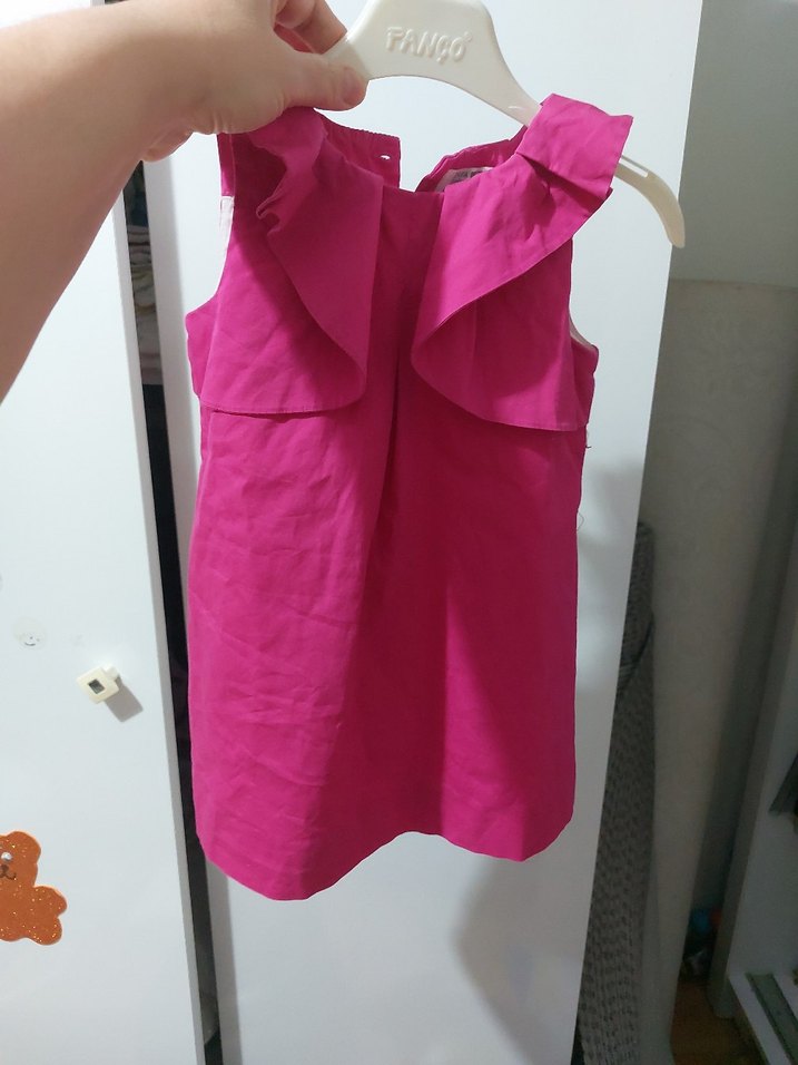 Pembe Askısız Fırfırlı Kız Elbisesi - Görsel 4