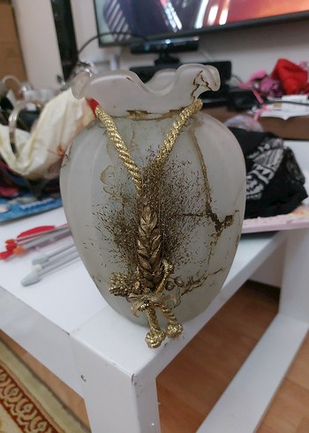 Parlak Altın Dekoratif Vazo - Görsel 2