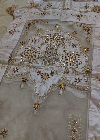 İşlemeli Beyaz Masa Örtüsü Takımı 14 parça - Görsel 5