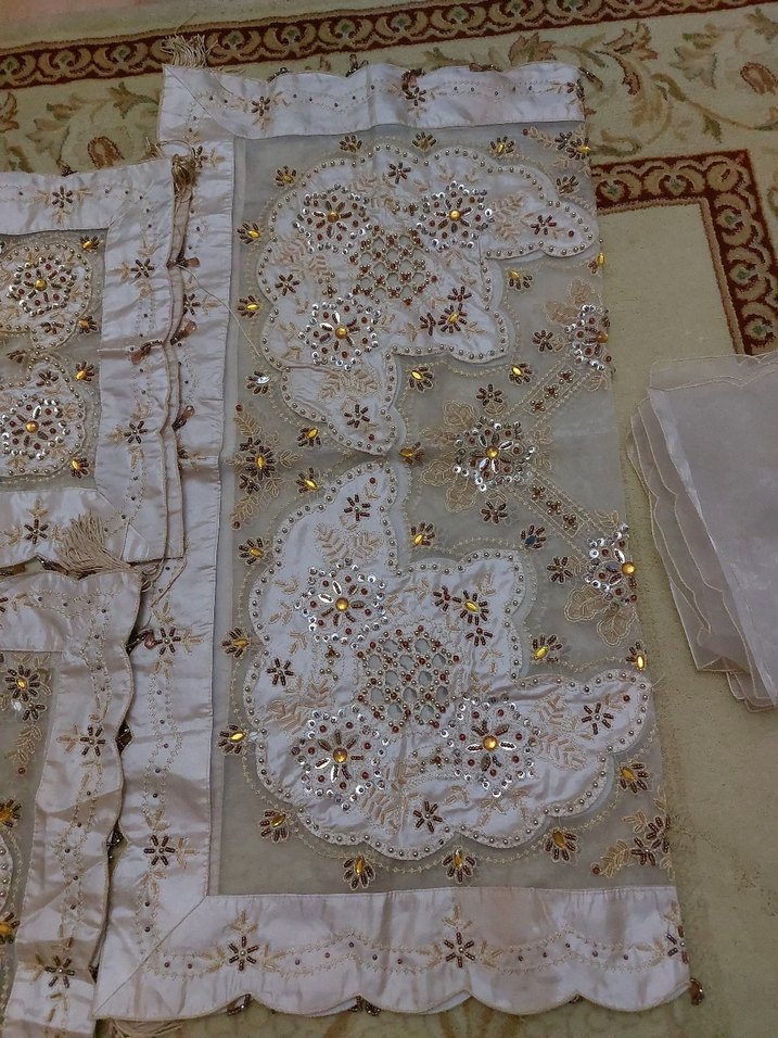 İşlemeli Beyaz Masa Örtüsü Takımı 14 parça - Görsel 4