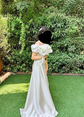Nikah elbisesi,beyaz saten abiye