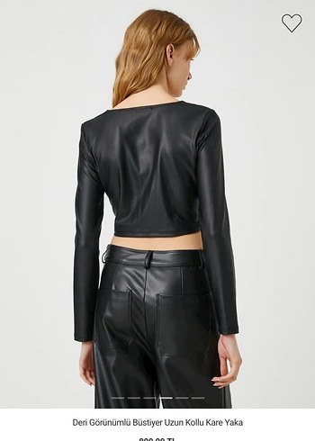 Koton Deri Görünümlü Uzun Kollu Büstiyer Kare yaka gotik - Görsel 3
