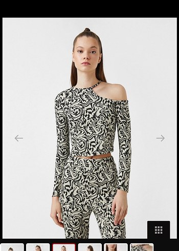 Koton Desenli Uzun Kollu Kadın Tişört - Görsel 2