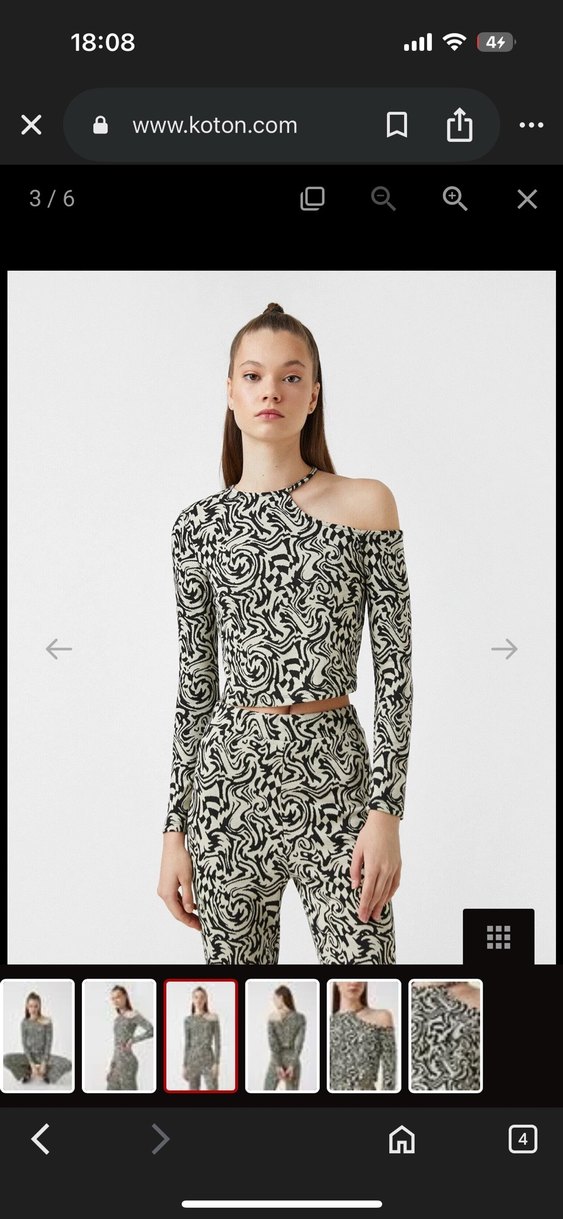 Koton Desenli Uzun Kollu Kadın Tişört - Görsel 2