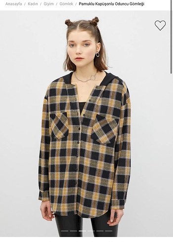 Koton Kapüşonlu Kareli Oduncu Düğmeli Kadın Gömlek - Görsel 2