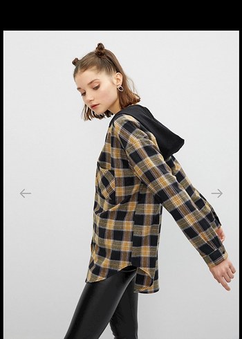 Koton Kapüşonlu Kareli Oduncu Düğmeli Kadın Gömlek - Görsel 3