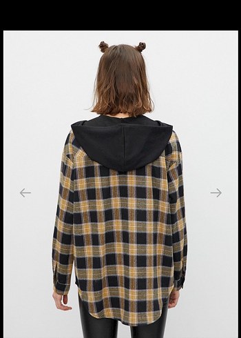 Koton Kapüşonlu Kareli Oduncu Düğmeli Kadın Gömlek - Görsel 4