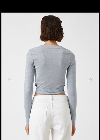 Koton Bebek Mavisi Simli Uzun Kollu Kısa Bluz - Görsel 3