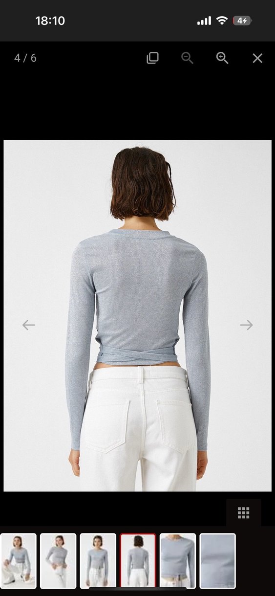 Koton Bebek Mavisi Simli Uzun Kollu Kısa Bluz - Görsel 3