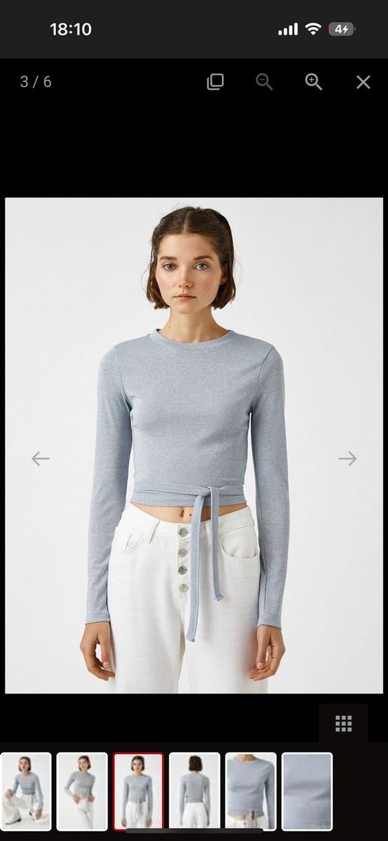 Koton Bebek Mavisi Simli Uzun Kollu Kısa Bluz - Görsel 2