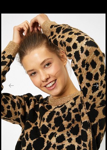 Koton Kahverengi Leopar Desenli Triko Kazak - Görsel 3