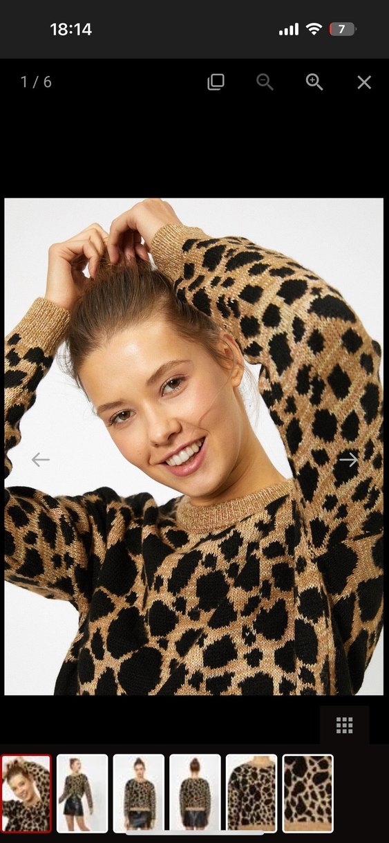 Koton Kahverengi Leopar Desenli Triko Kazak - Görsel 3