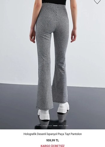 Koton Holografik Desenli İspanyol Paça Tayt Pantolon - Görsel 2