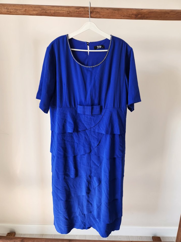 Lacivert Drapeli Midi Elbise - Görsel 2