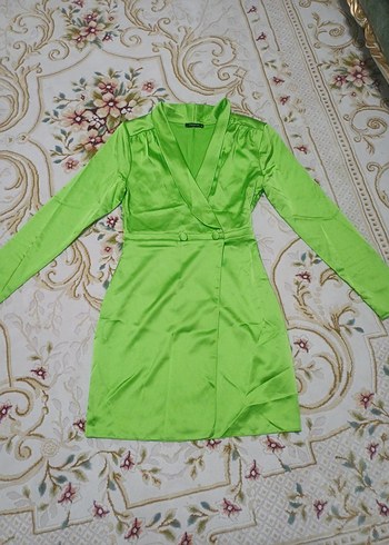 Uzun Kollu Yeşil Kadın Elbise - Görsel 2