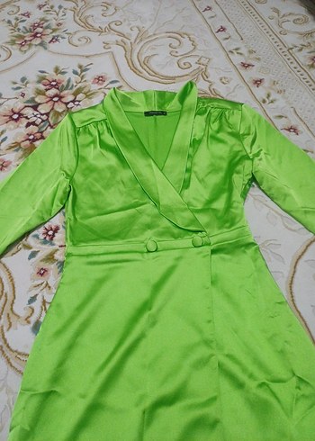 Uzun Kollu Yeşil Kadın Elbise - Görsel 3