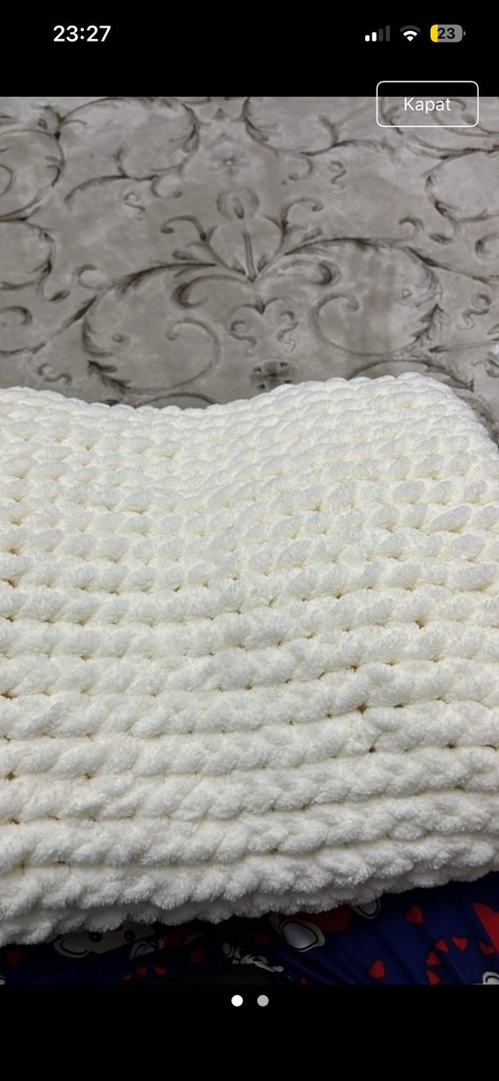 Bej  Örgü Çocuk Battaniyesi - Görsel 2