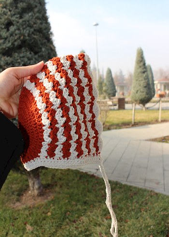 Nakışlı Çok Renkli bebek bonnet şapka - Görsel 3