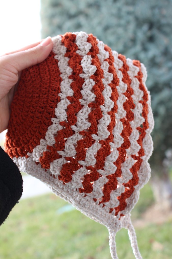 Nakışlı Çok Renkli bebek bonnet şapka - Görsel 2