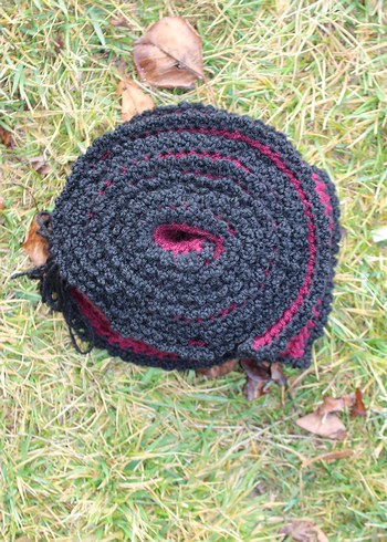 Bordo Siyah Örgü Kadın Atkı - Görsel 2