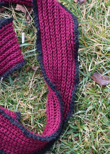 Bordo Siyah Örgü Kadın Atkı - Görsel 3