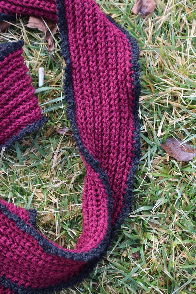 Bordo Siyah Örgü Kadın Atkı - Görsel 3