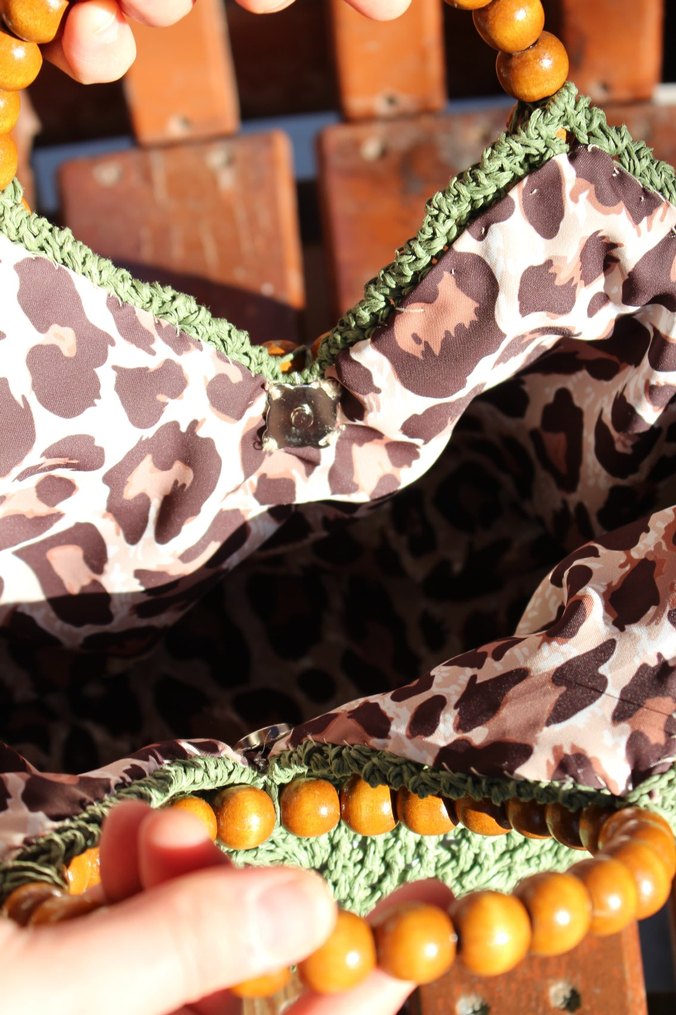 Ahşap Saplı Örgü Bohem Kadın Çanta - Görsel 2