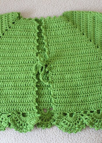 Kız Çocuk Dantel Detaylı Örgü Yeşil Yelek - Görsel 2