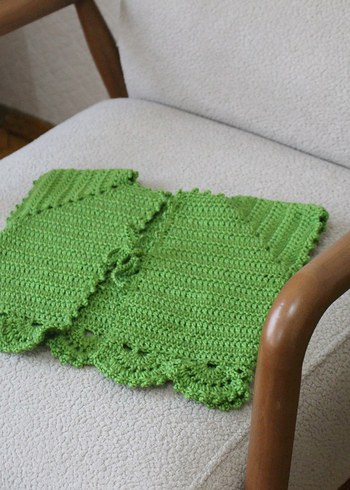 Kız Çocuk Dantel Detaylı Örgü Yeşil Yelek - Görsel 3