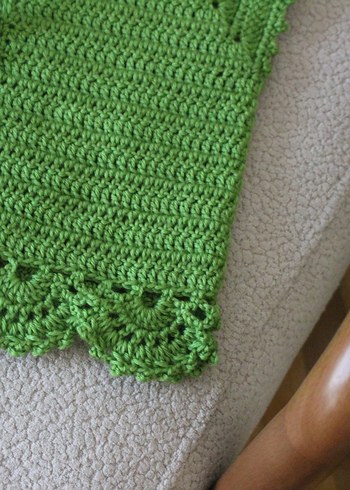 Kız Çocuk Dantel Detaylı Örgü Yeşil Yelek - Görsel 5