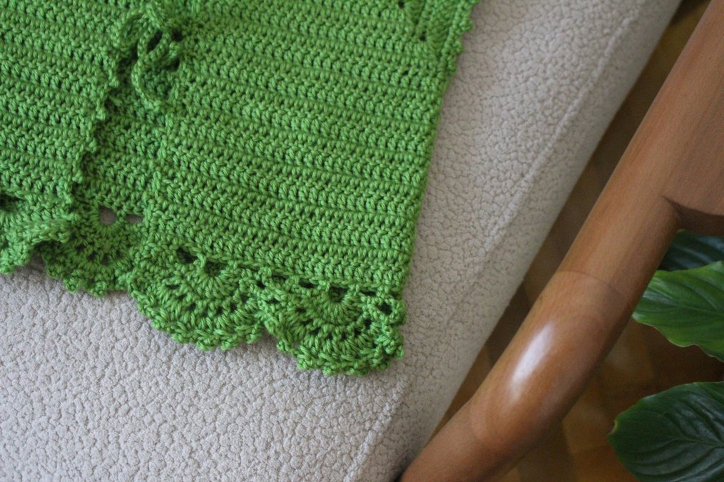 Kız Çocuk Dantel Detaylı Örgü Yeşil Yelek - Görsel 5