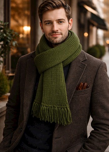 unisex Örgü Haki Şal - Görsel 3