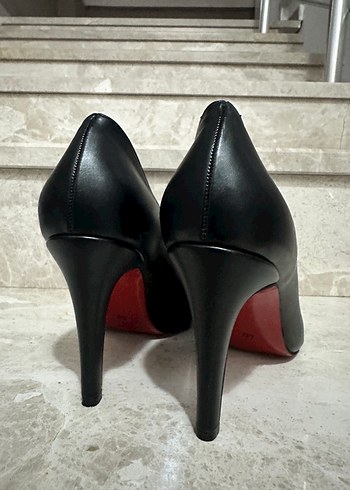 40 Beden siyah Renk Kadın Siyah Deri Stiletto Topuklu Ayakkabı