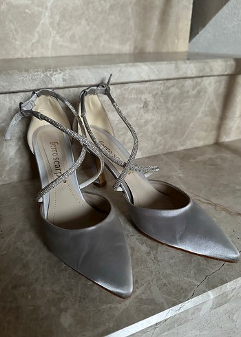 Diger Gri Stiletto Topuklu Kadın Abiye Ayakkabı