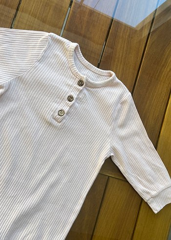 Düğmeli Beyaz Bebek Kız Tulum - Görsel 3