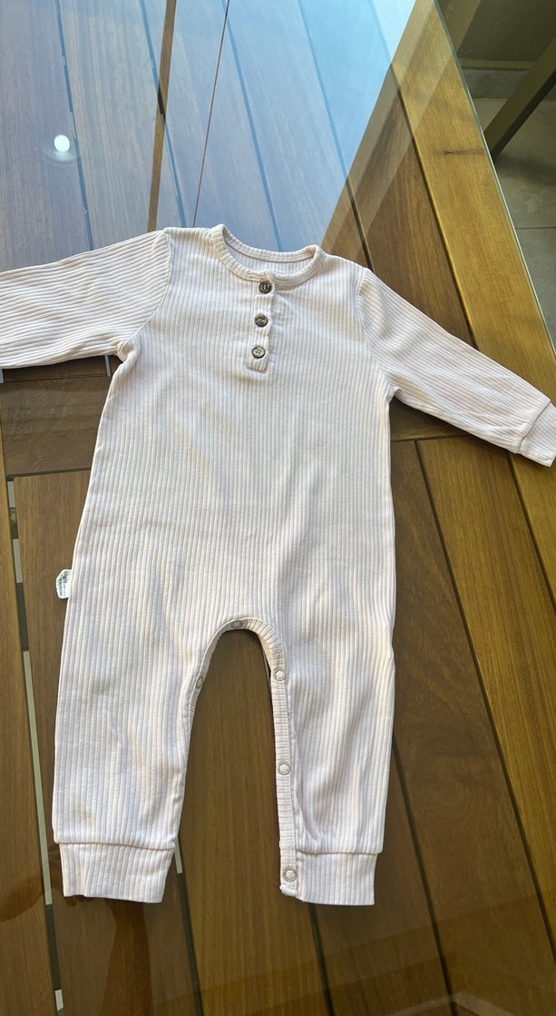 Düğmeli Beyaz Bebek Kız Tulum - Görsel 2