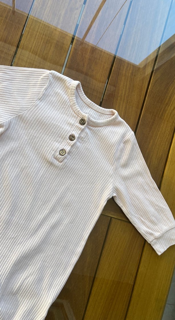 Düğmeli Beyaz Bebek Kız Tulum - Görsel 3