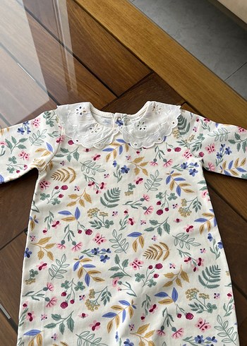 Çiçek Desenli Bebek Kız Tulum Dantel Yaka - Görsel 2