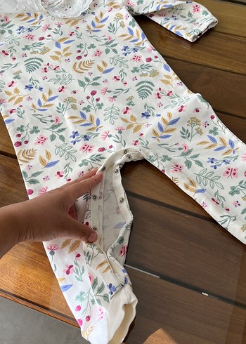 Çiçek Desenli Bebek Kız Tulum Dantel Yaka - Görsel 5