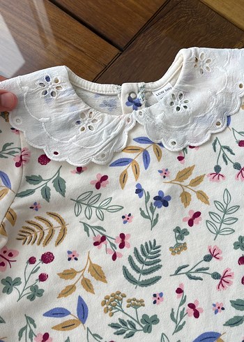 Çiçek Desenli Bebek Kız Tulum Dantel Yaka - Görsel 3