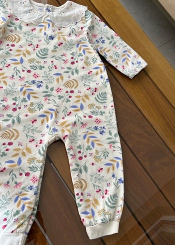 Çiçek Desenli Bebek Kız Tulum Dantel Yaka - Görsel 4