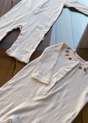 Nakışlı Beyaz Pamuklu Bebek Tulum - Görsel 4