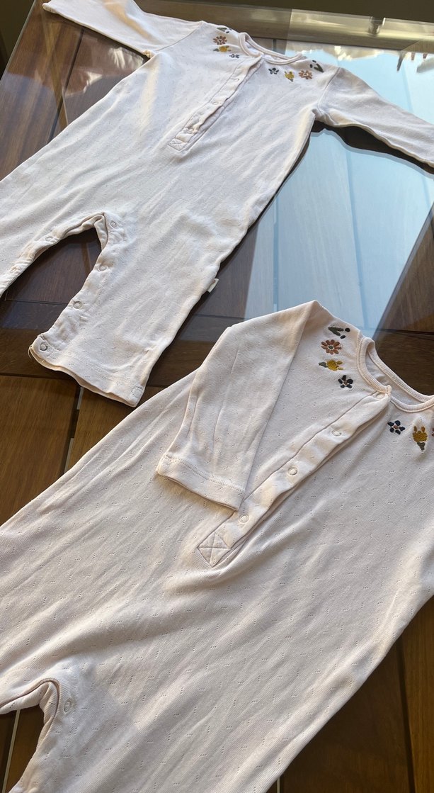 Nakışlı Beyaz Pamuklu Bebek Tulum - Görsel 4