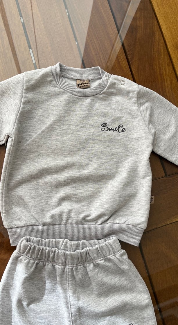 Gri Bebek Erkek Sweatshirt ve Eşofman Takımı - Görsel 4
