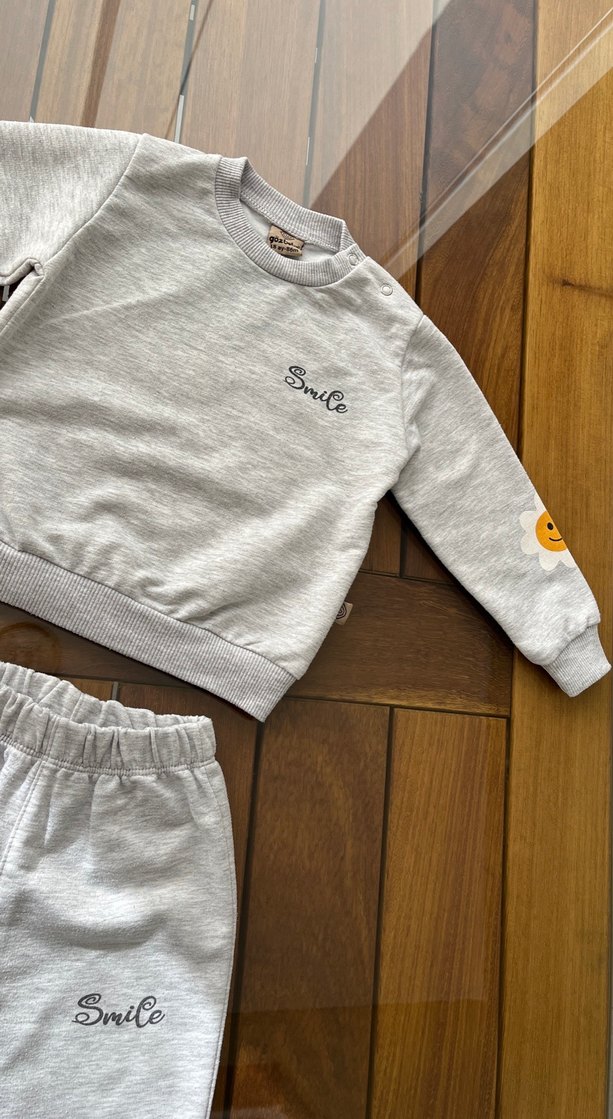 Gri Bebek Erkek Sweatshirt ve Eşofman Takımı - Görsel 3